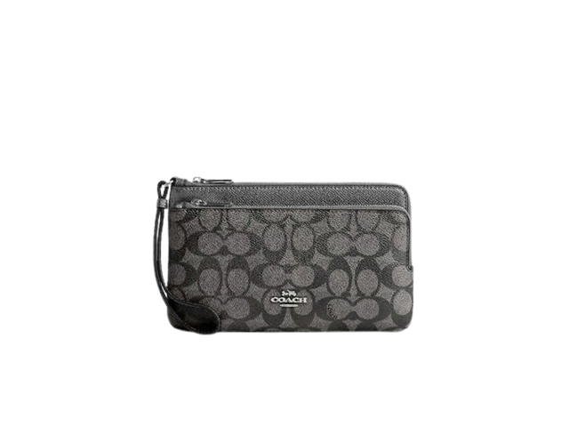 Coach Coach Double Zip Wallet In Signature Canvas Gunmetal - view 1