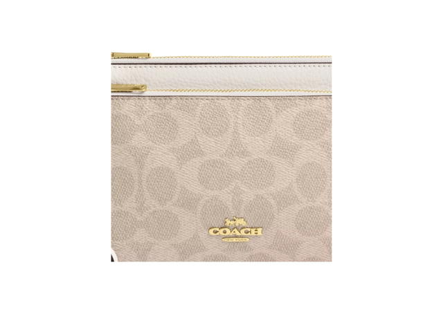 Coach Coach Double Zip Wallet In Signature Canvas Chalk Sand - view 3