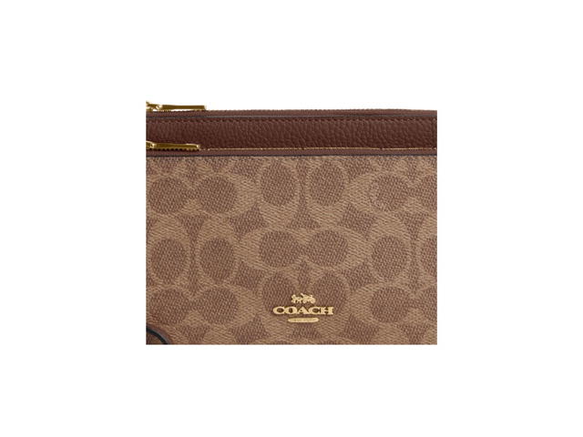 Coach Coach Double Zip Wallet In Signature Canvas Tan Brown - view 3