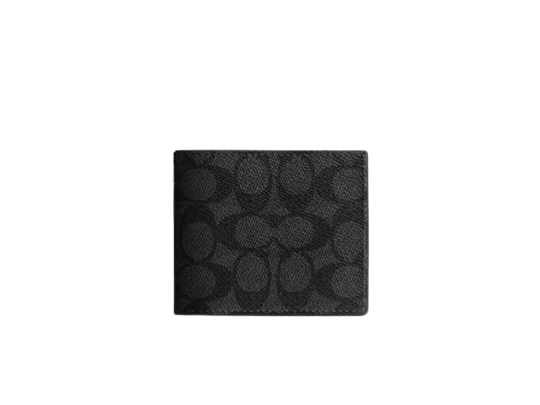 Coach Coach Id Billfold Wallet In Signature Canvas Black