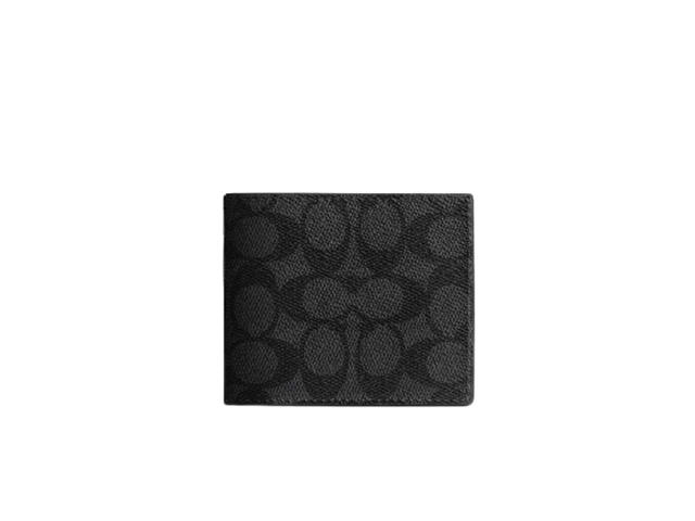 Coach Coach Id Billfold Wallet In Signature Canvas Black - view 1