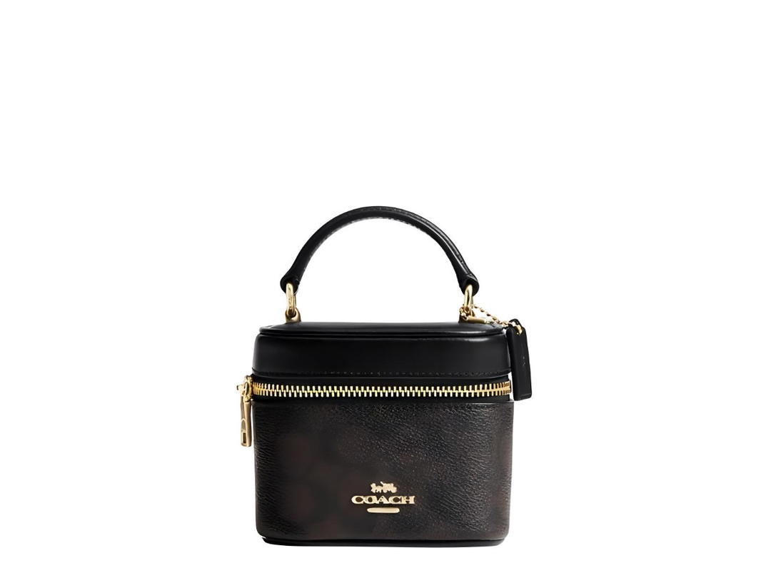 Coach Coach AvaCrossbody Cow Leather Box Bag Shoulder Bag Crossbody Bag Handbag Small Size Women's Dark Brown & Black