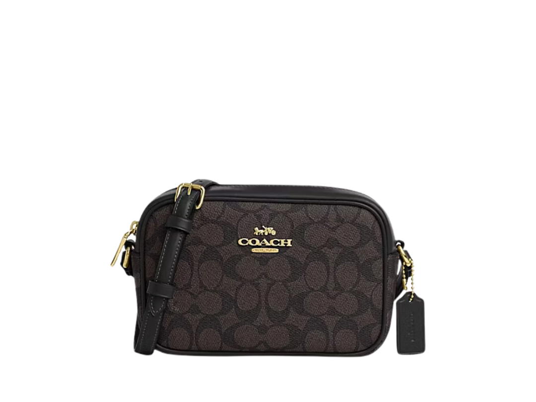 Coach Coach Mini Jamie Camera Bag In Signature Canvas Walnut Black