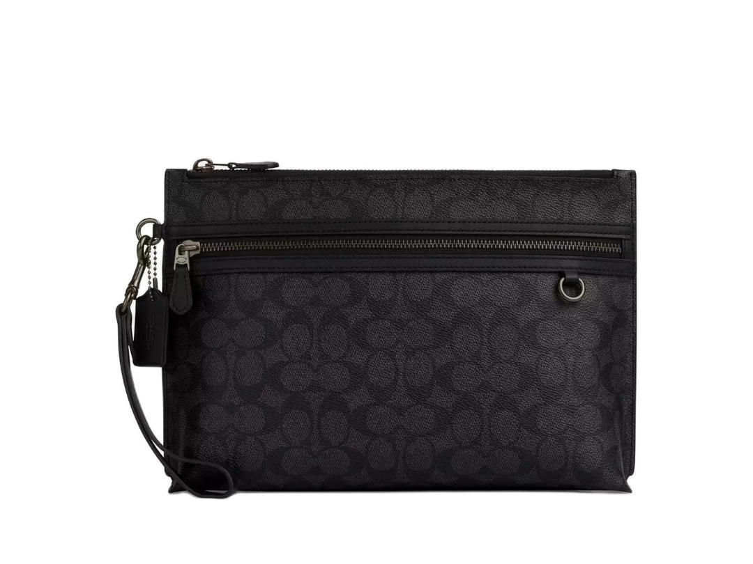 Coach Coach Carry All Pouch In Signature Canvas Black