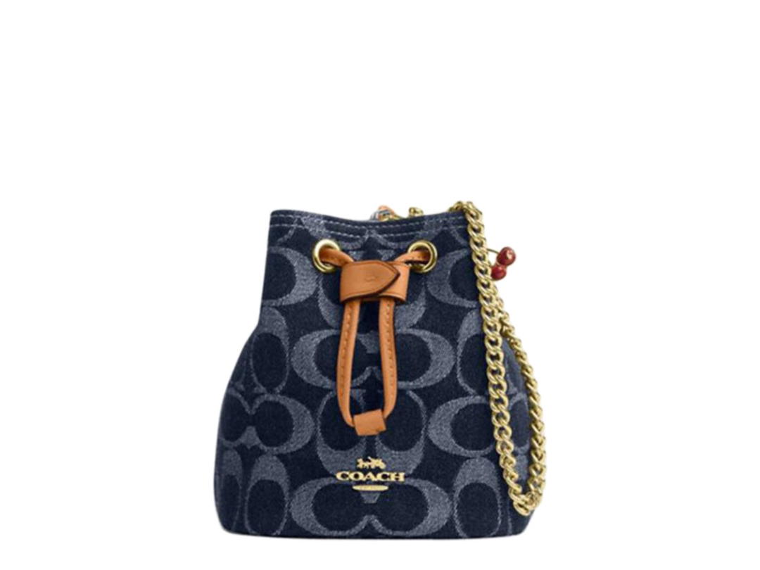 Coach Coach Drawstring Fabric Handbag Shoulder Bag Mini Women's Blue