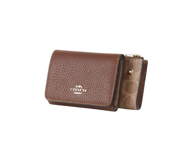 Coach Coach Card Holder Wallet In Signature Canvas Tan Brown - view 1