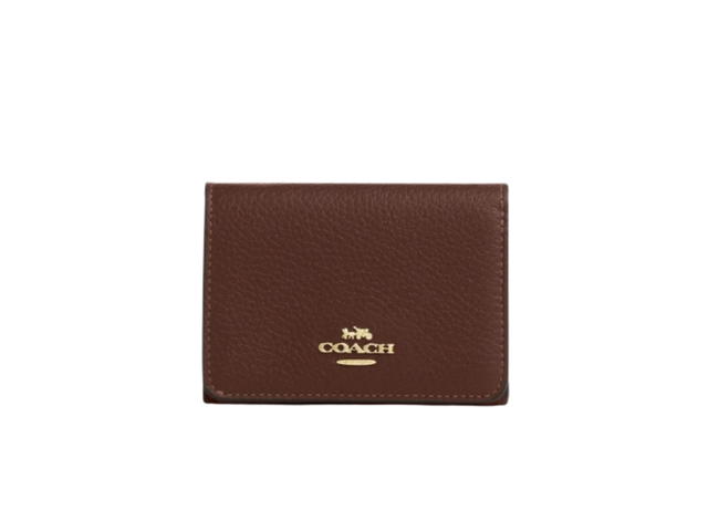 Coach Coach Card Holder Wallet In Signature Canvas Tan Brown - view 2