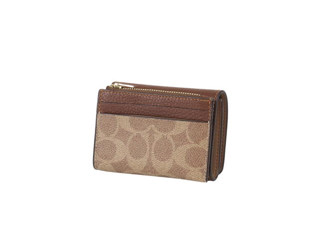 Coach Coach Card Holder Wallet In Signature Canvas Tan Brown - view 3