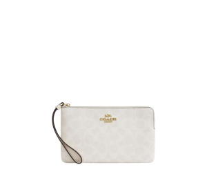 Buy Coach Large Corner Zip Wristlet In Signature Canvas White Chalk at Sasom – Authentic and Ready to Ship