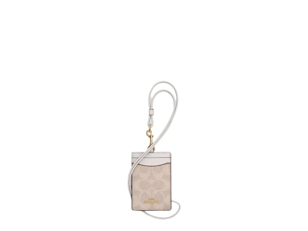 Coach Coach Id Lanyard In Signature Canvas In Sand Chalk