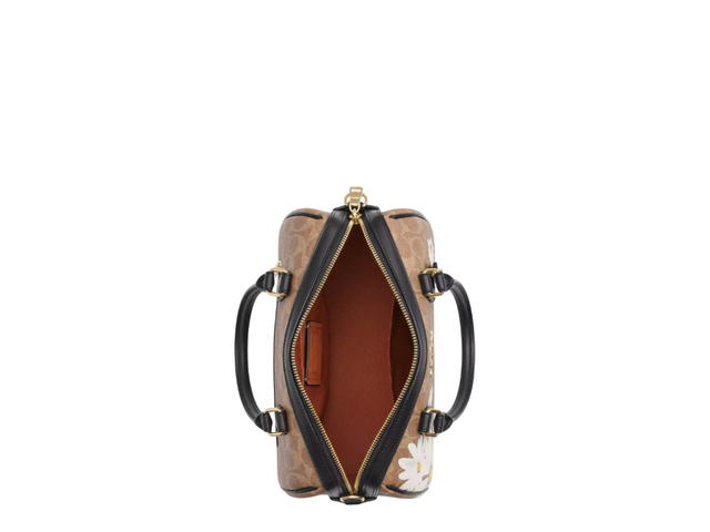 Coach Coach Rowan Satchel Bag In Signature Canvas With Floral Print Tan Multicolor - view 2