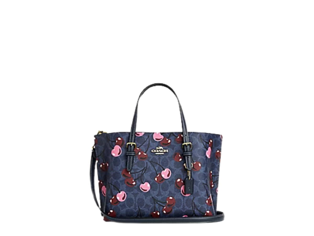 Coach Coach Mollie Tote Bag Cherry Print Navy