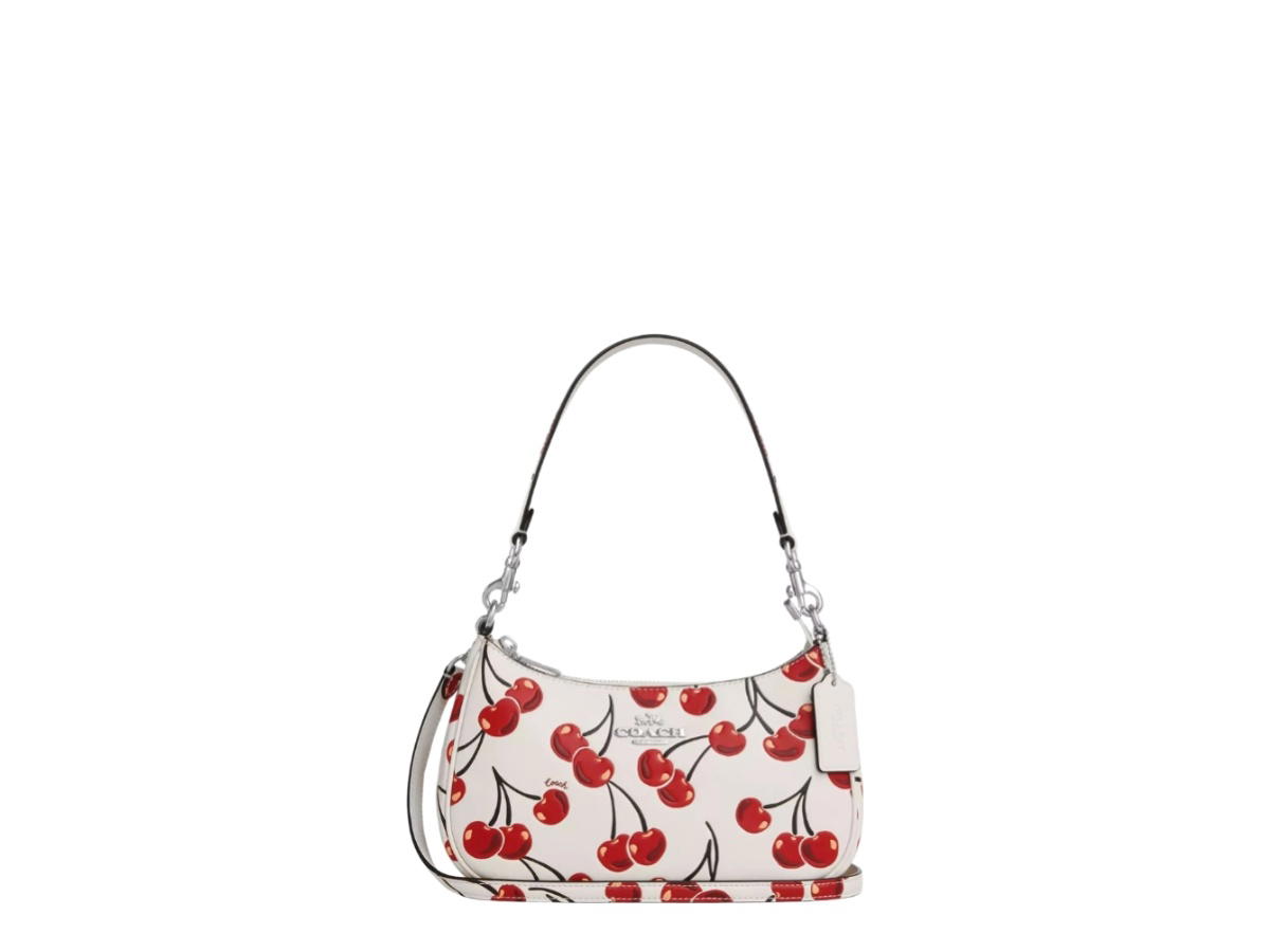 Coach Coach Teri Shoulder Bag With Cherry Print Silver Chalk Multi