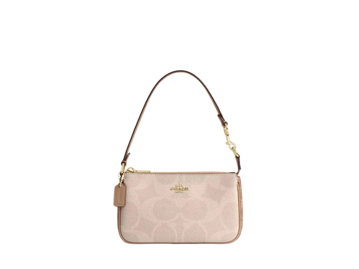 Coach Coach Nolita 19 In Blocked Signature Canvas With Gold Plated Hardware Sand And Tan