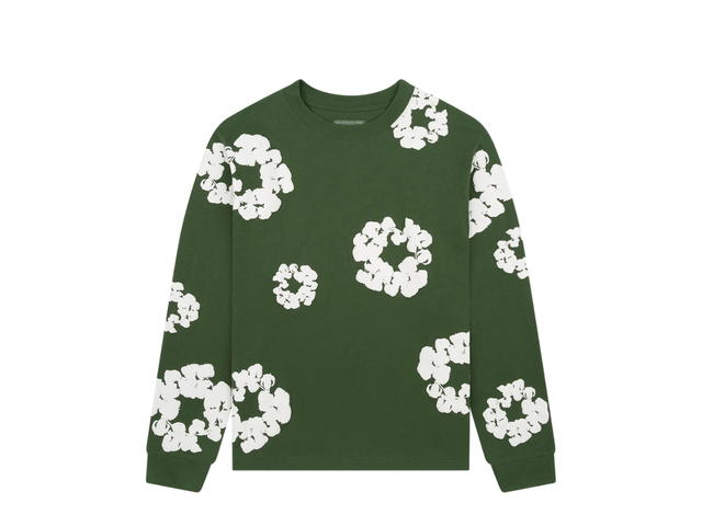Denim Tears Denim Tears Long Sleeve Cotton Wreath Tee Green (FW24) - view 1