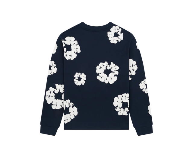 Denim Tears Denim Tears Long Sleeve Cotton Wreath Tee Navy (FW24) - view 2