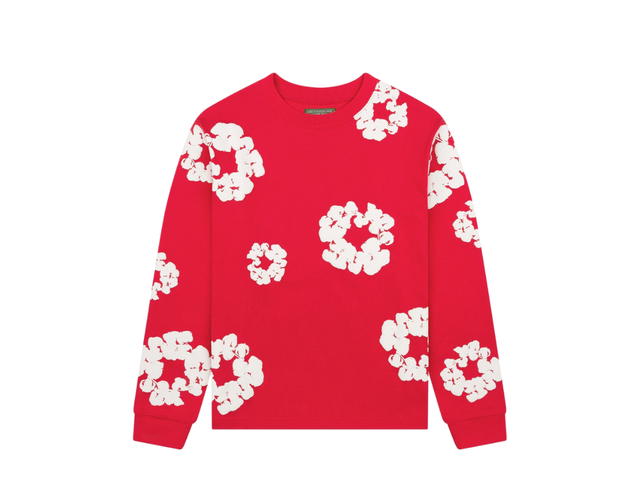 Denim Tears Denim Tears Long Sleeve Cotton Wreath Tee Red (FW24) - view 1