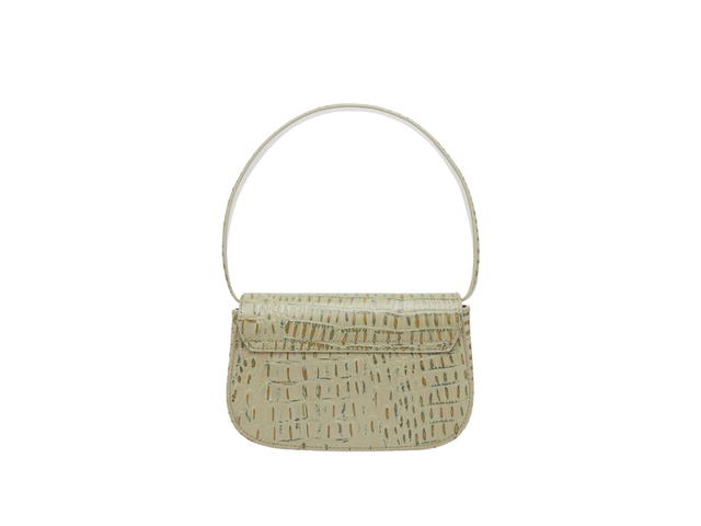 Diesel Diesel 1DR Croc-Print Shoulder Bag With Oval D Logo In Leather Military Green - view 2
