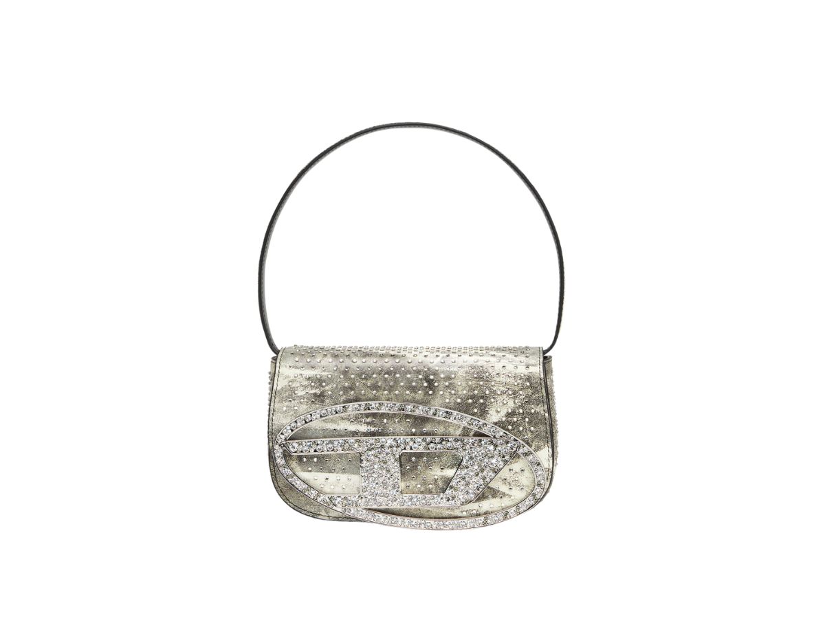 Diesel Diesel 1DR Crystal-Embellished Shoulder Bag In Leather Military Green