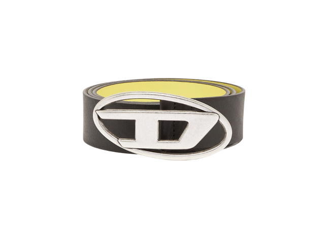 Diesel Diesel B-1DR Rev Reversible Leather Belt With D Logo Buckle Black-Yellow - view 1