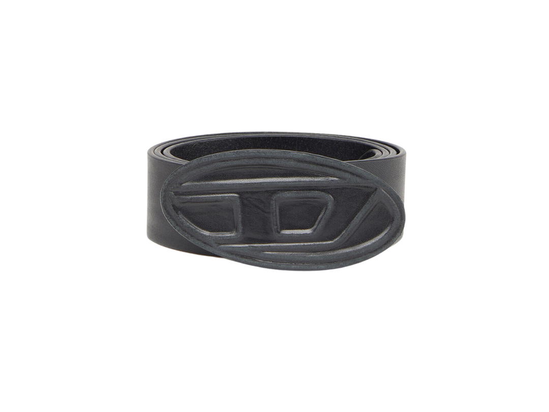Diesel Diesel B-1DR Scratch Leather Belt With Leather D Buckle Black