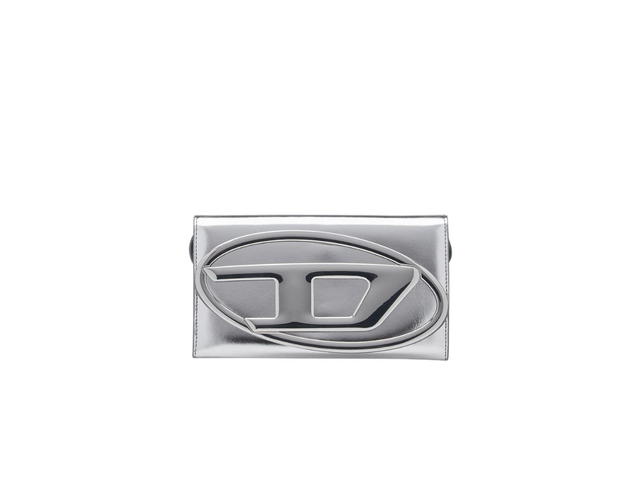 Diesel Diesel Cygnus Wallet Purse With Logo Plaque In Mirrored Leather Silver - view 1