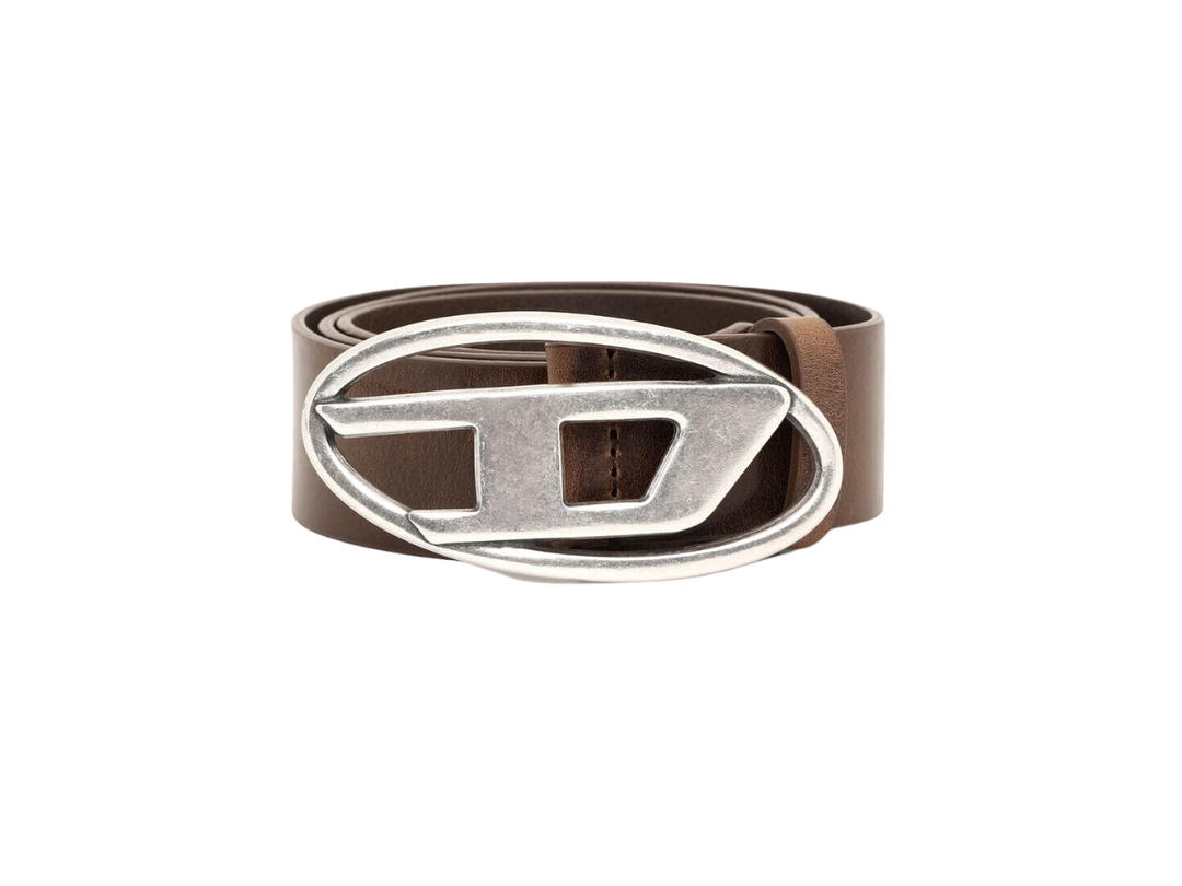 Diesel Diesel B-1DR Leather Belt With D Buckle Brown