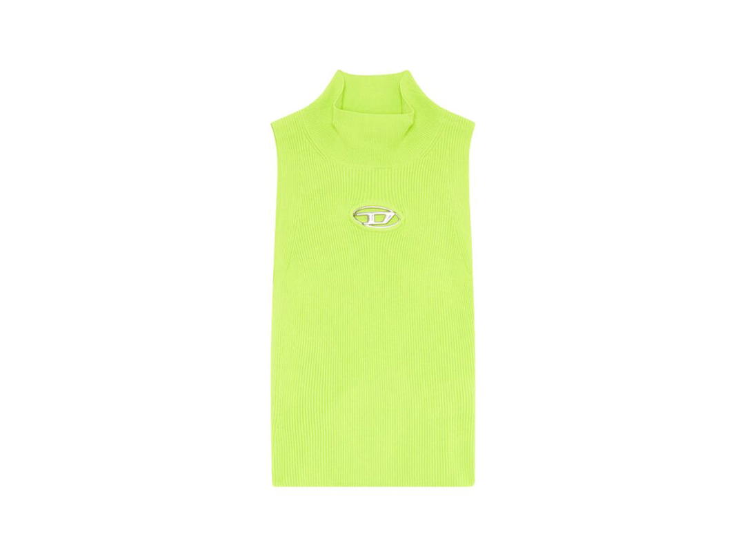 Diesel Diesel M-Onervax-Top Ribbed-Knit Turtleneck Top Green Fluo