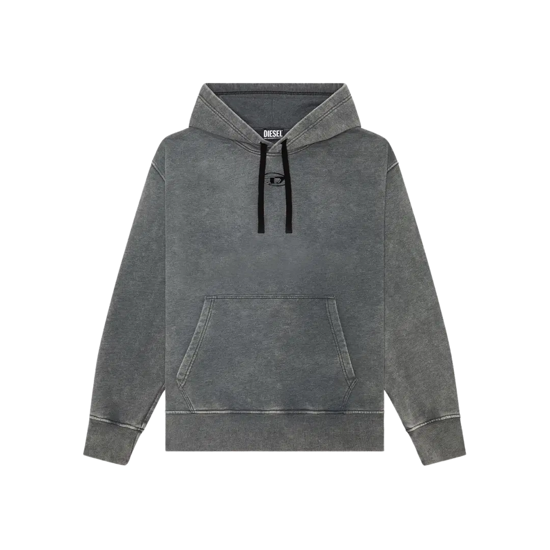 Diesel Diesel S-Macs-Hood-G2 Overdyed Hoodie with Logo Black