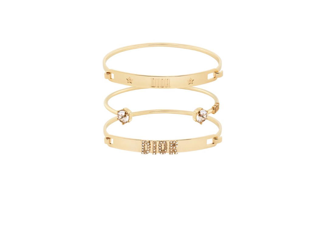 Dior Dio(r)evolution Bracelet Set In Gold-Finish Metal And Amber-Colored Crystals