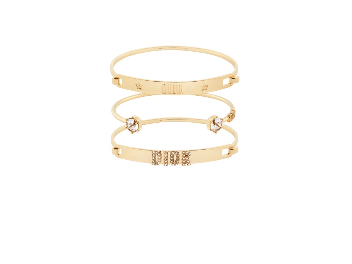 Dior Dio(r)evolution Bracelet Set In Gold-Finish Metal And Amber-Colored Crystals