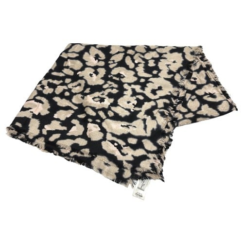 Dior Dior 14SOD141 Leopard Large format shawl Scarf silk / wool Beige - view 1