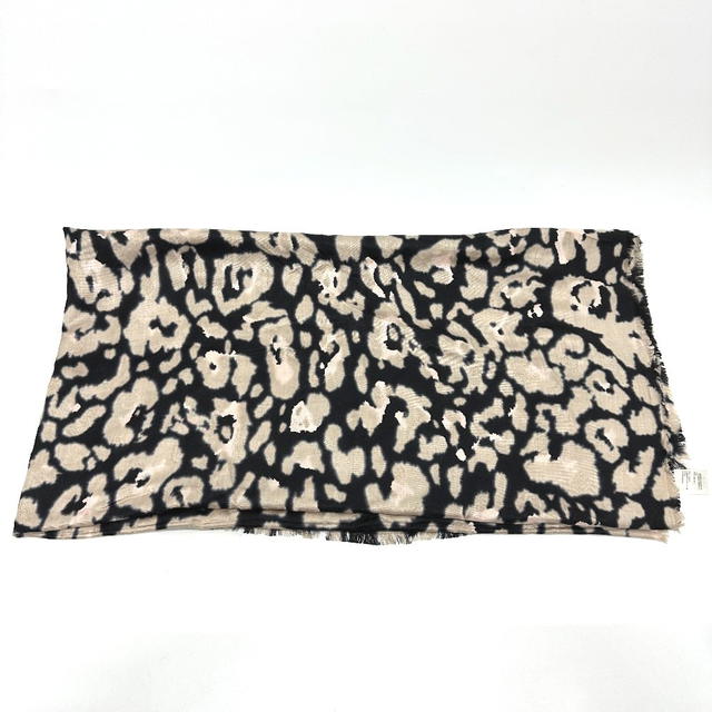 Dior Dior 14SOD141 Leopard Large format shawl Scarf silk / wool Beige - view 2