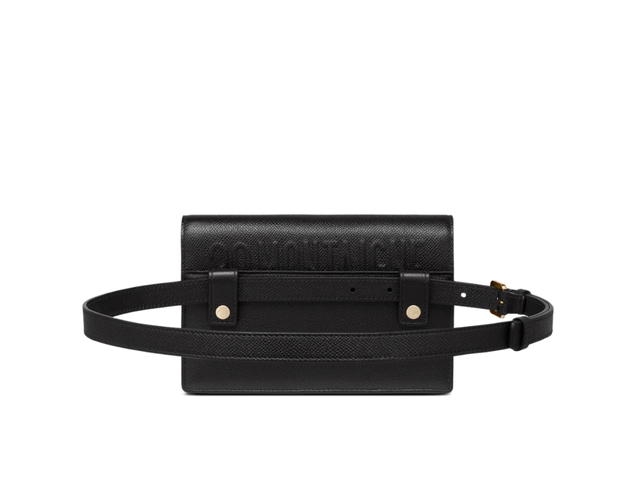 Dior Dior 2-In-1 30 Montaigne Pouch In Black Grained Calfskin With Shiny Antique Gold-Finish Metal - view 2