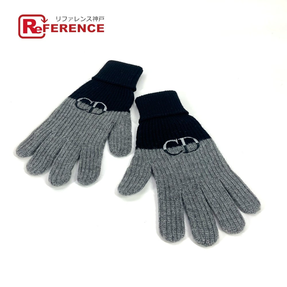 Dior Dior 213MG01AT481 Logo CD Bicolor Accessories gloves wool Black/gray