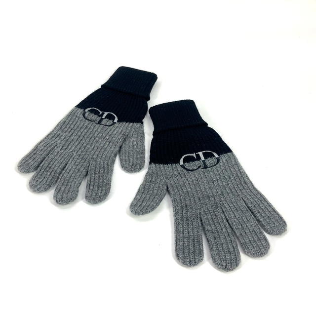 Dior Dior 213MG01AT481 Logo CD Bicolor Accessories gloves wool Black/gray - view 2