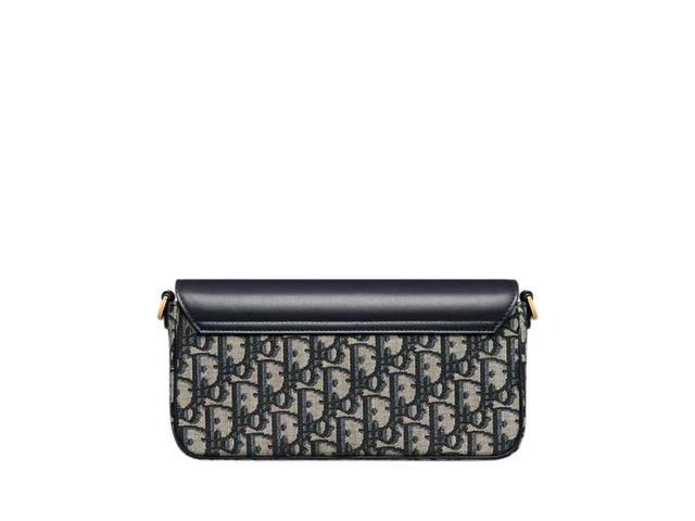 Dior Dior 30 Montaigne Avenue East West Double Carry Mini Bag In Smooth Calfskin Leather And Dior Oblique Jacquard With Gold Hardware Blue - view 3