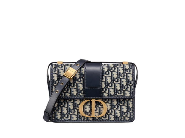 Dior Dior 30 Montaigne Bag In Blue Obique Jacquard With Gold Finish Metal Hardware - view 1