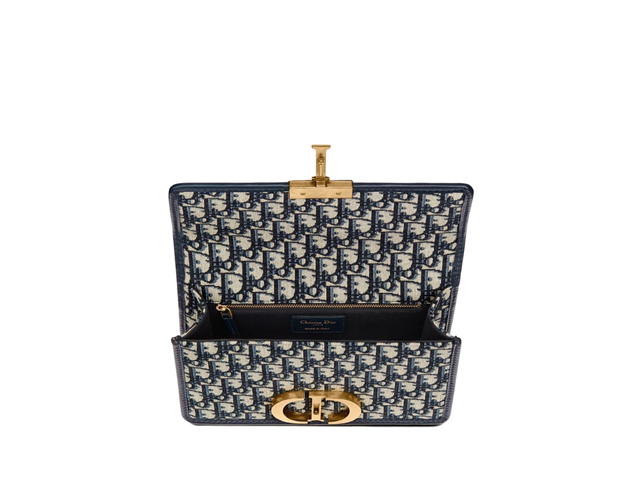 Dior Dior 30 Montaigne Bag In Blue Obique Jacquard With Gold Finish Metal Hardware - view 3