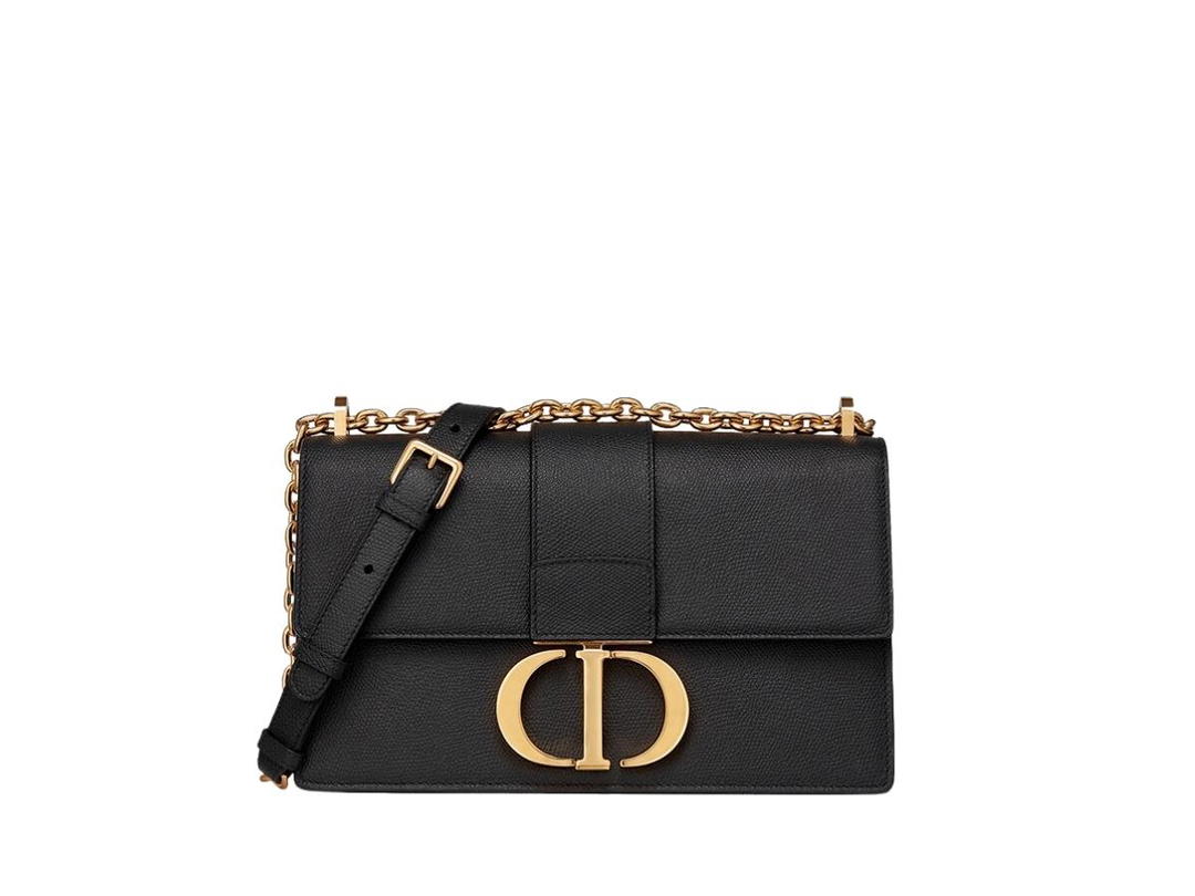 Dior Dior 30 Montaigne Bag In Grained Calfskin With Gold-Tone Hardware Black