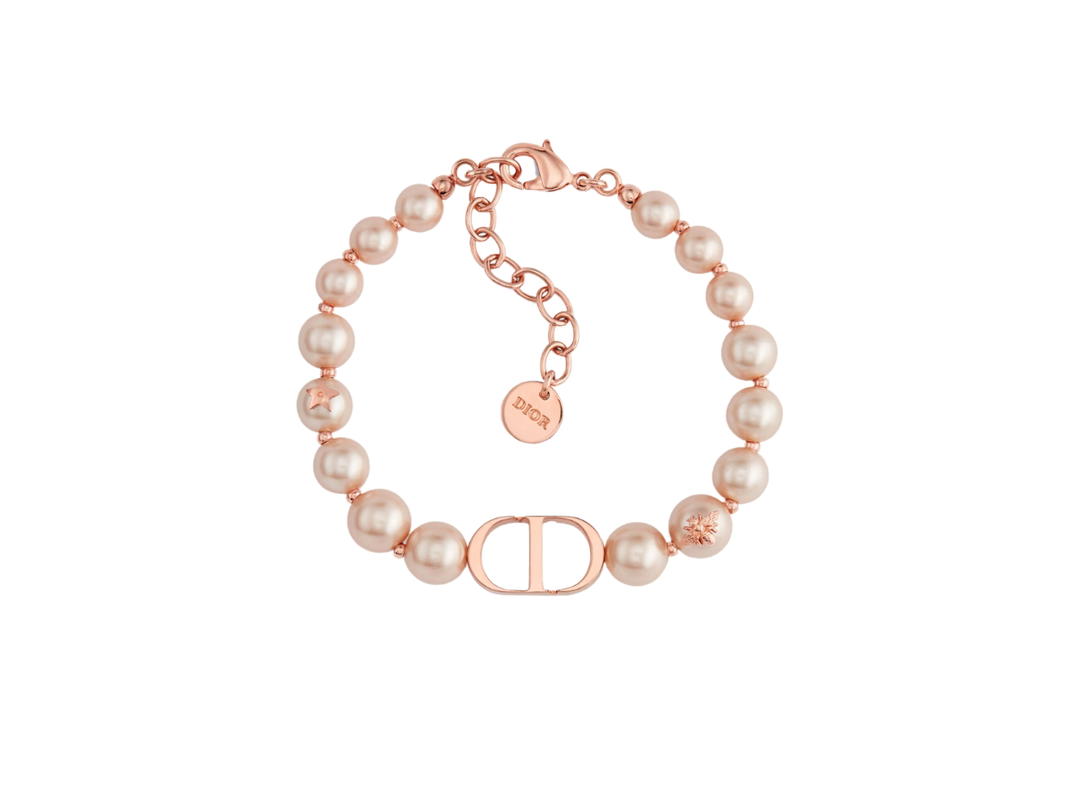 Dior Dior 30 Montaigne Bracelet In Bee And Star Detailing Pink-Finish Metal And Pink Resin Pearls