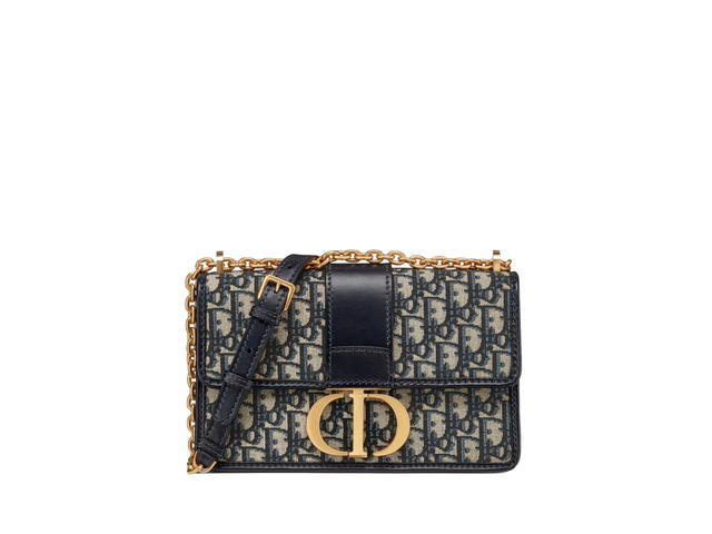 Dior Dior 30 Montaigne Chain Bag In Blue Dior Oblique Jacquard With Gold Finish Metal Hardware - view 1