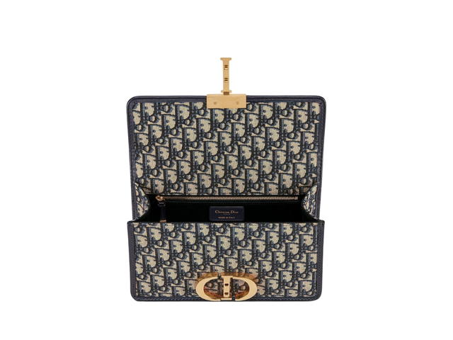 Dior Dior 30 Montaigne Chain Bag In Blue Dior Oblique Jacquard With Gold Finish Metal Hardware - view 3
