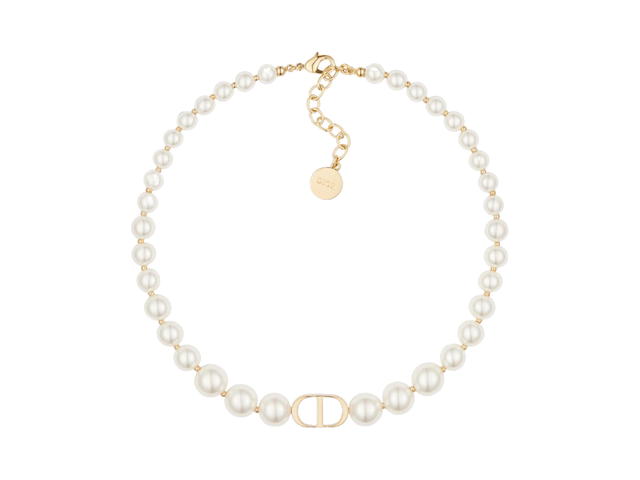 Dior Dior 30 Montaigne Choker In Gold-Finish Metal And White Resin Pearls - view 1