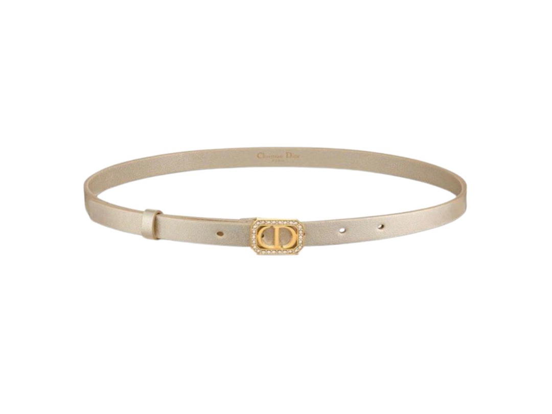 Dior Dior 30 Montaigne Crystals Belt In Gold-Tone Smooth Calfskin And Silver-Tone Crystals 15 MM