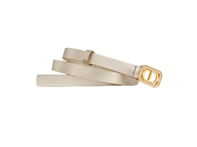 Dior Dior 30 Montaigne Crystals Belt In Gold-Tone Smooth Calfskin And Silver-Tone Crystals 15 MM - view 2