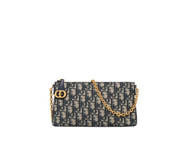 Dior Dior 30 Montaigne Dior Midi Mini Bag In Blue Dior Oblique Jacquard With Gold-Finish Metal Hardware - view 1