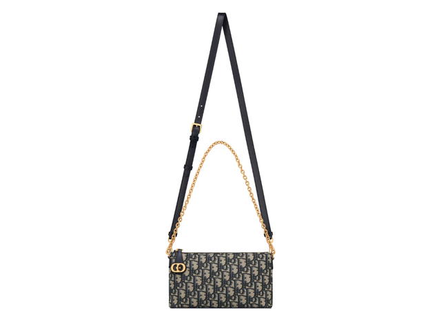 Dior Dior 30 Montaigne Dior Midi Mini Bag In Blue Dior Oblique Jacquard With Gold-Finish Metal Hardware - view 3
