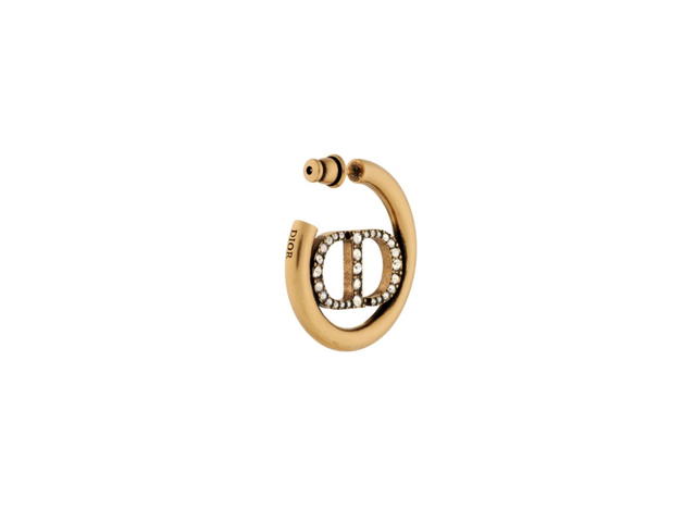 Dior Dior 30 Montaigne Earrings Antique Gold-Finish Metal and Silver-Tone Crystals - view 3
