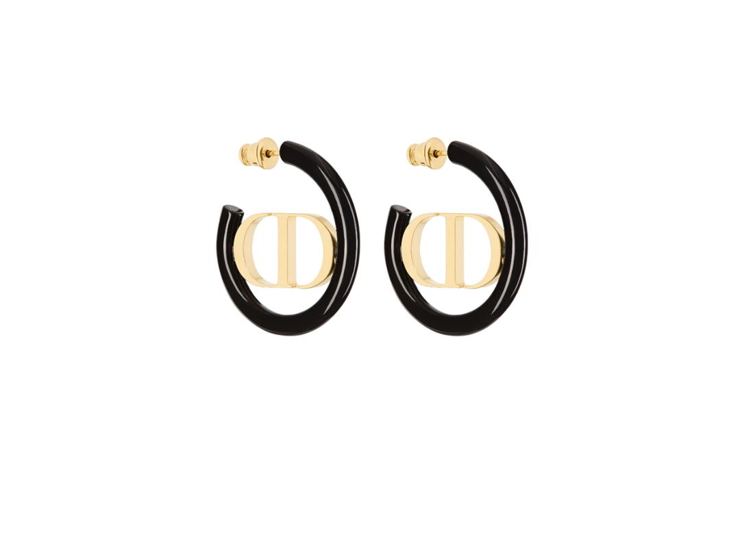 Dior Dior 30 Montaigne Earrings In Black Lacquer With Gold-Finish Metal Hardware